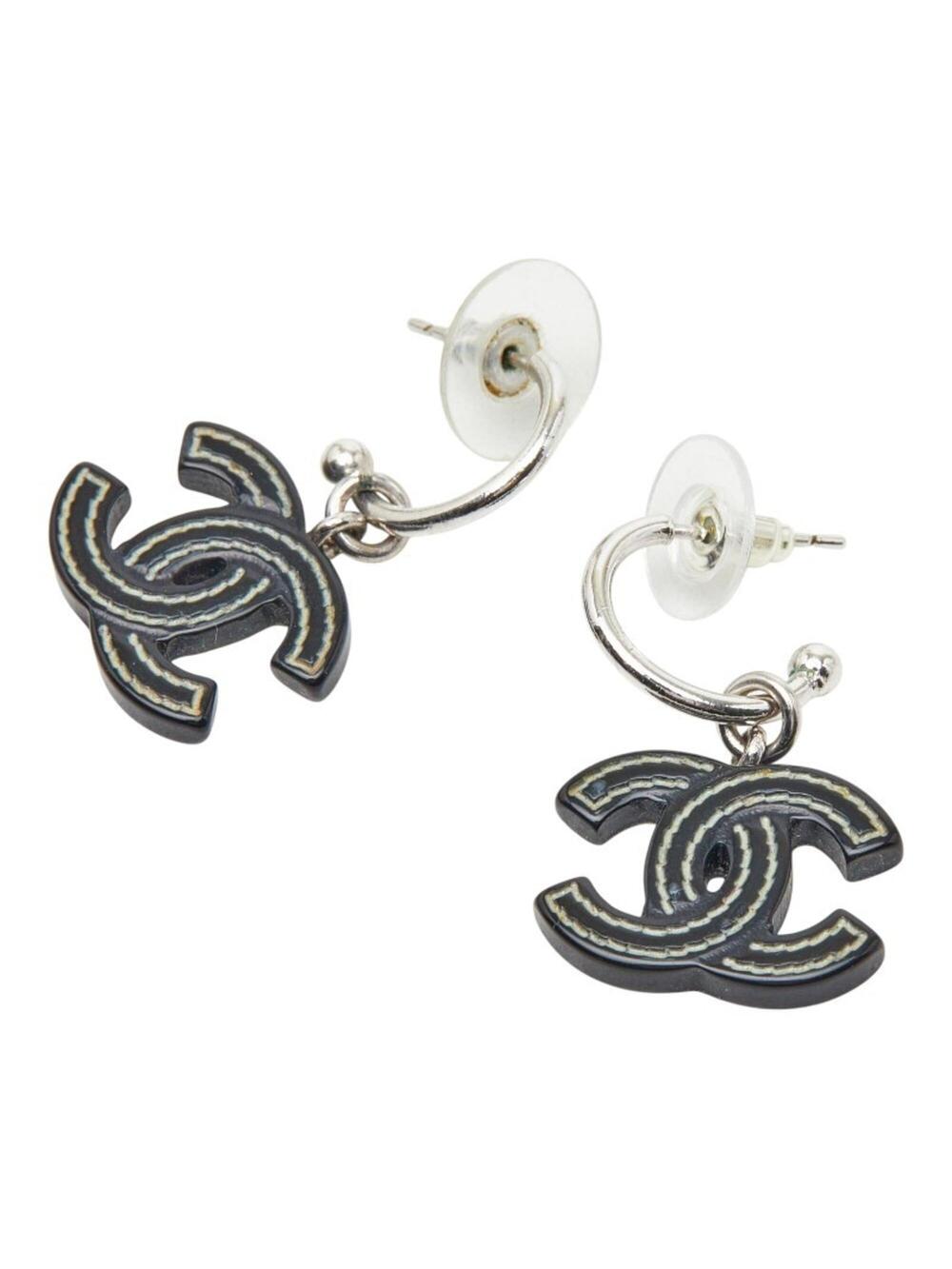 Chanel Cc Logo Earrings Silver-Tone #256856C58B